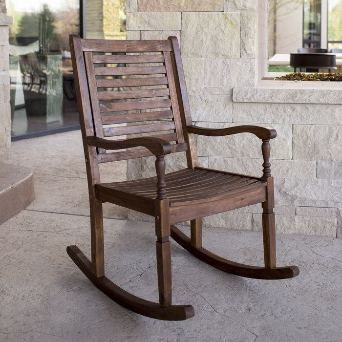 Three Posts Zinnia Solid Acacia Wood Patio Rocking Chair & Reviews